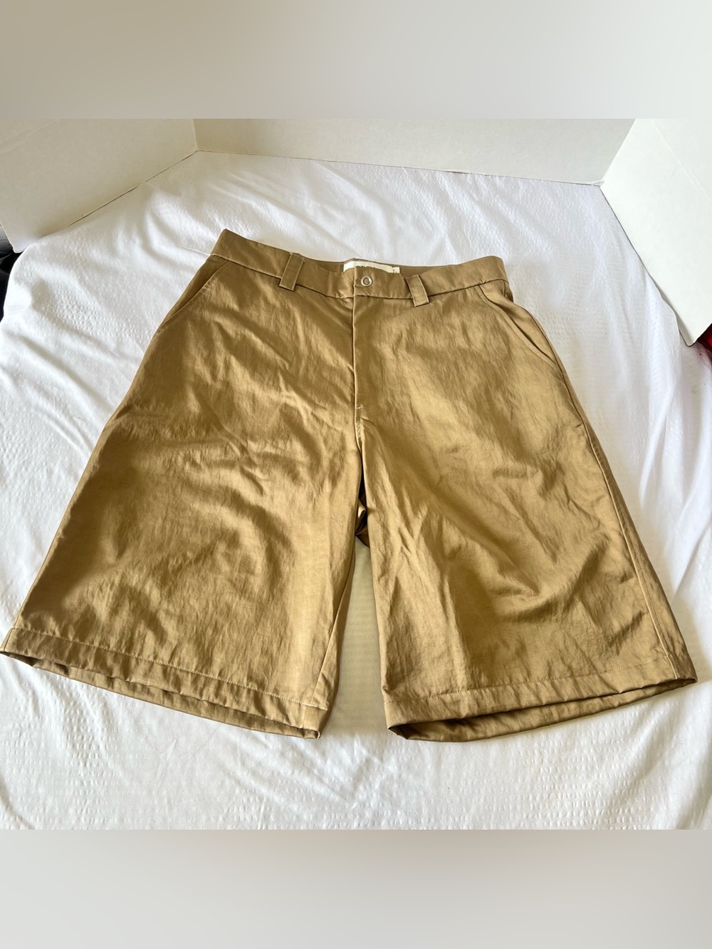Zara Men's Khaki Flat-Front Chino Shorts